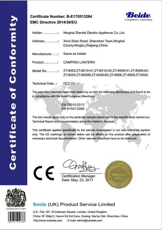 CE & RoHs Certification